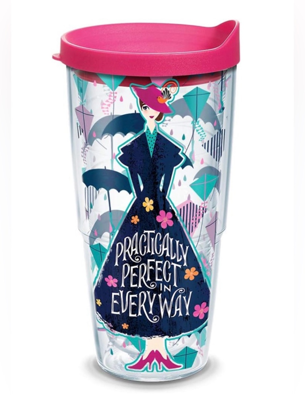 New w/o Tags! Tervis Disney - Mary Poppins Returns Tumbler w/ Fuschia Lid, 24oz
